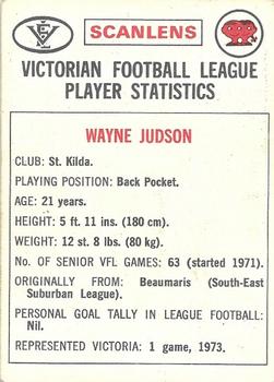 1974 Scanlens VFL #60 Wayne Judson Back